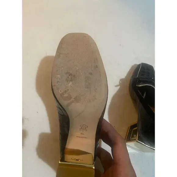 Tory Burch Jessa 75 Metal Heel Loafer Pumps In Black Patent Leather Heels Sz 8.5 - Picture 7 of 7